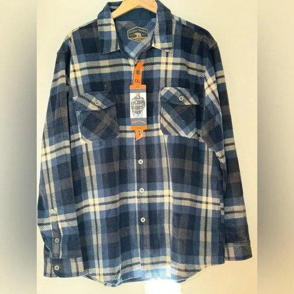 Men's Freedom Foundry Plaid Soft Fleece Shirt Green & Blue Size XXL NWT - Picture 10 of 11